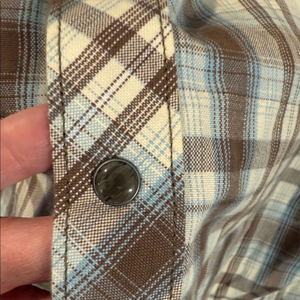 Mountain Khakis Shirt Brown Plaid Pearl Snap Outdoor Hiking Casual large - Picture 4 of 7